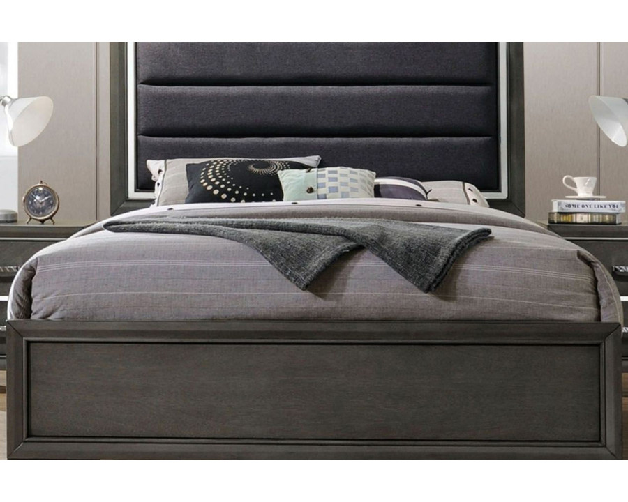 ACME - Carine II Gray Upholstered Panel Bed