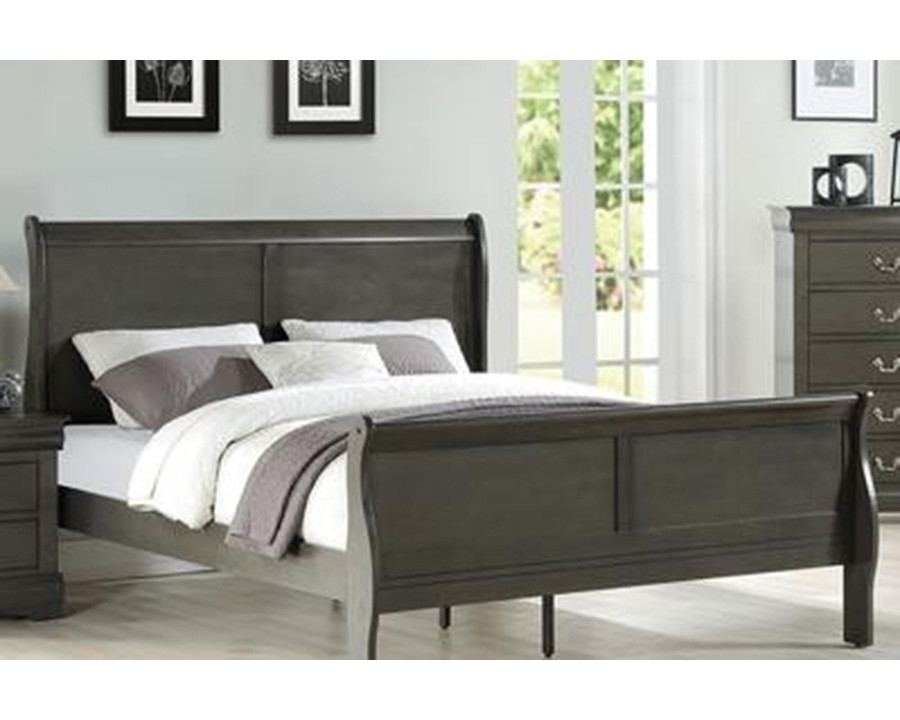 ACME Louis Philipe Sleigh Bed - Dark Gray, King Size