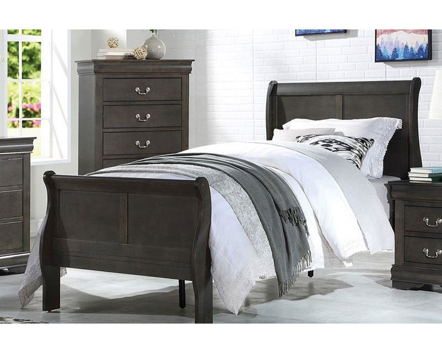 ACME Louis Philippe Youth Sleigh Bed - Dark Gray