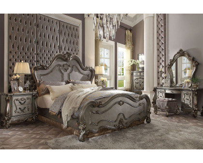 ACME Versailles Panel Bed - Antique Platinum Silver, King Size