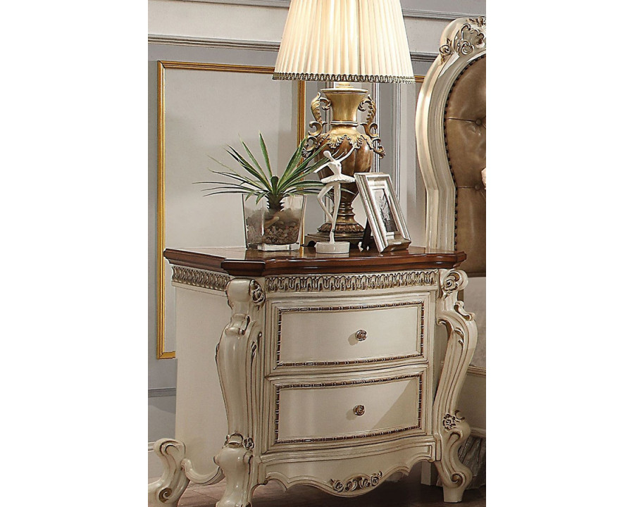 ACME Picardy Nightstand - Antique Pearl and Cherry Oak