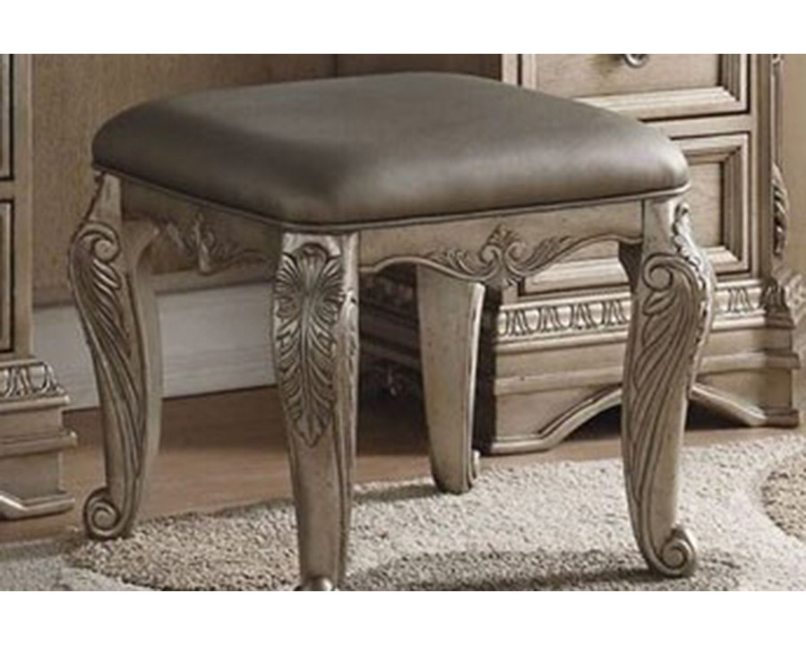 ACME - Northville Vanity Stool in Antique Silver