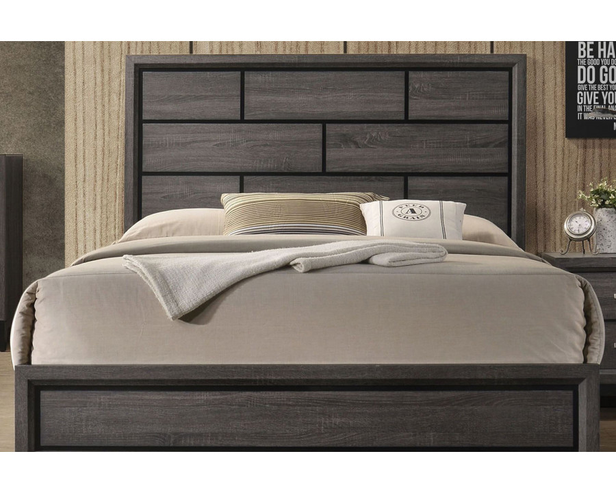 ACME - Valdemar Weathered Gray Panel Bed