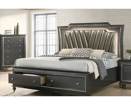 ACME Kaitlyn Storage Bed - Metallic Gray, King Size