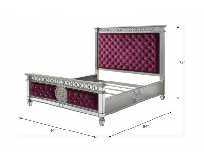 ACME Varian CK Bed - Burgundy Velvet/Mirrored