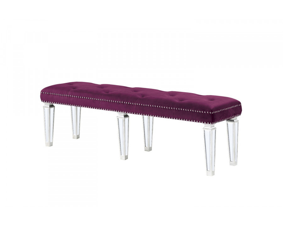 ACME Varian Bench - Burgundy Velvet and Mirrored