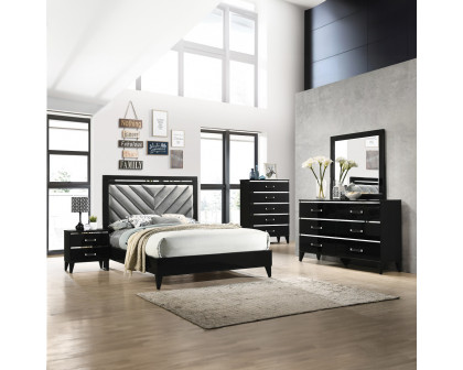 ACME Chelsie Bed - Eastern King Size, Gray Fabric and Black Finish