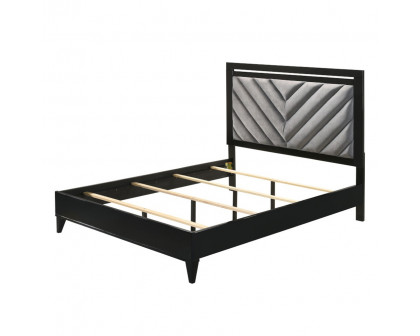 ACME Chelsie Bed - Queen Size, Gray Fabric and Black Finish