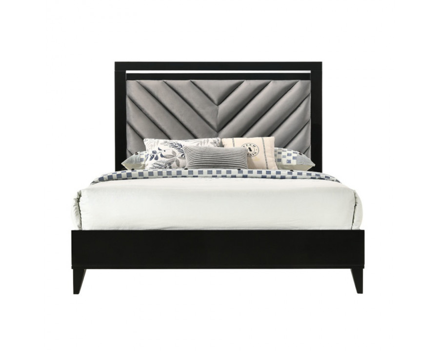 ACME Chelsie Bed - Queen Size, Gray Fabric and Black Finish