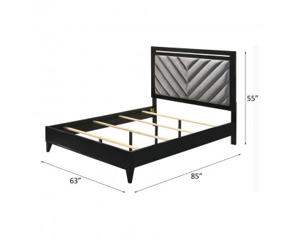 ACME Chelsie Bed - Queen Size, Gray Fabric and Black Finish