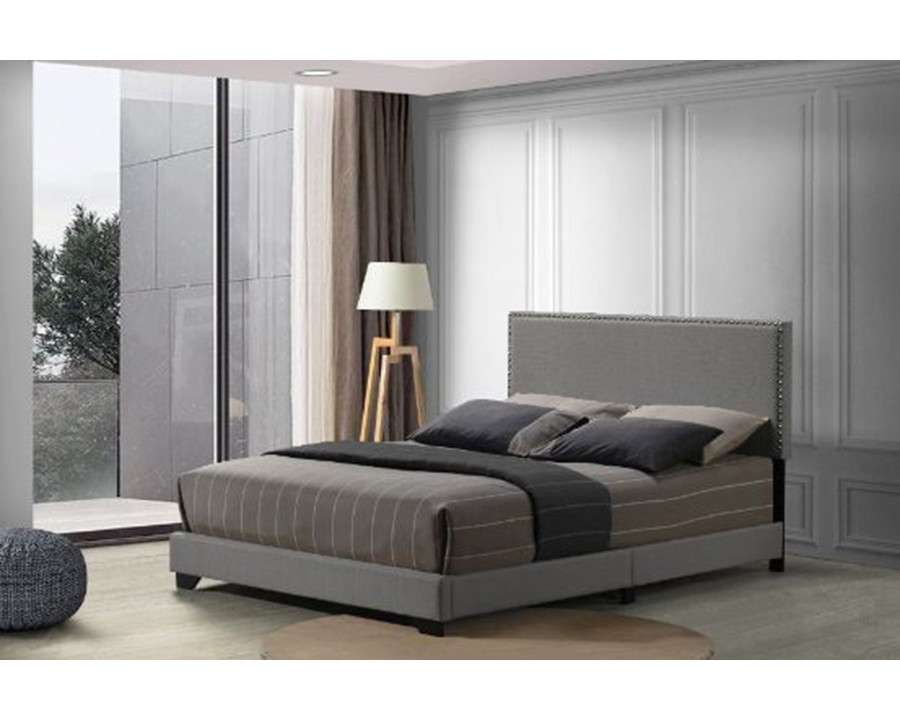 ACME Leandros Queen Bed - Light Gray Fabric