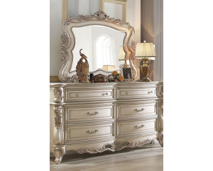 ACME - Gorsedd Dresser with Marble Top in Marble Top/Golden Ivory