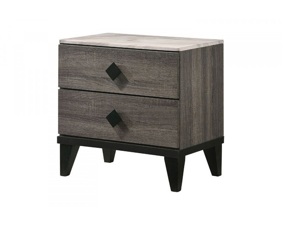 ACME - Avantika Nightstand in Faux Marble Top/Rustic Gray Oak