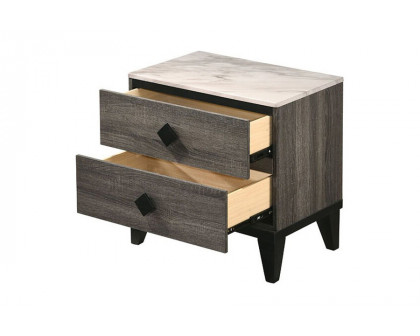 ACME - Avantika Nightstand in Faux Marble Top/Rustic Gray Oak