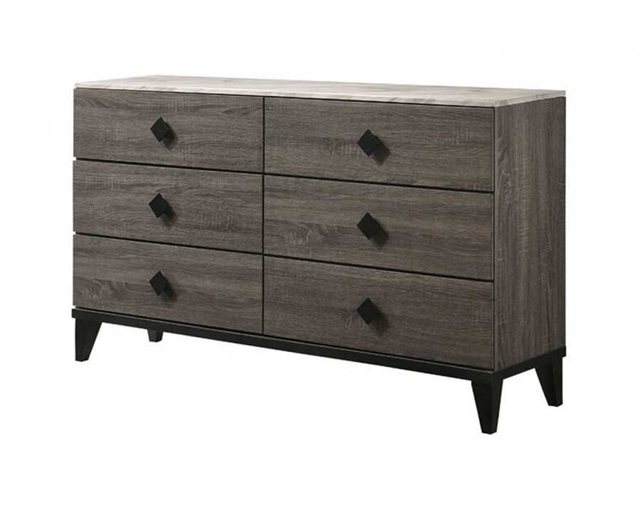 ACME - Avantika Dresser in Faux Marble Top/Rustic Gray Oak