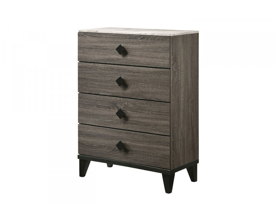 ACME - Avantika Chest in Faux Marble Top/Rustic Gray Oak