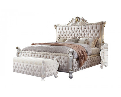 ACME - Picardy Poster Upholstered Bed Antique Pearl