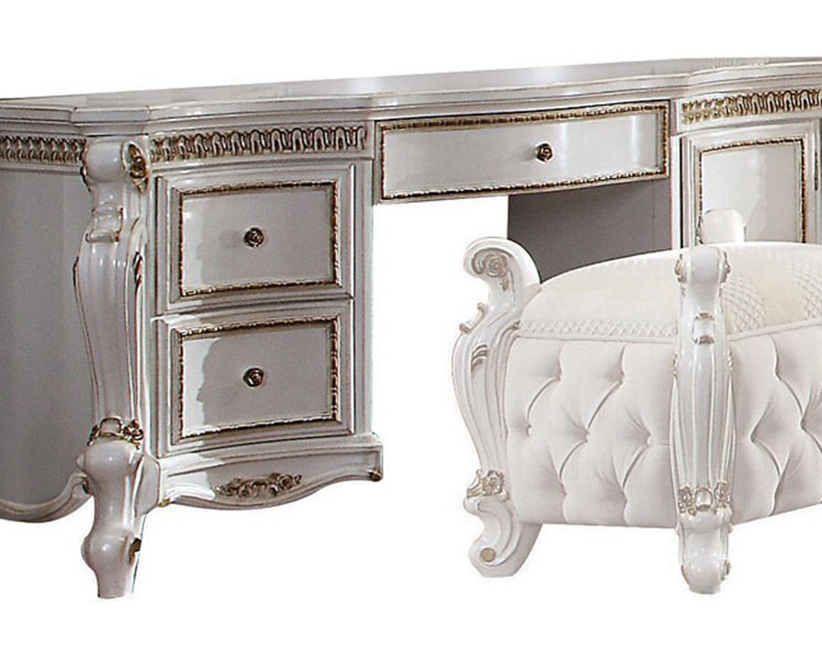 ACME - Picardy Vanity Desk in Antique Pearl