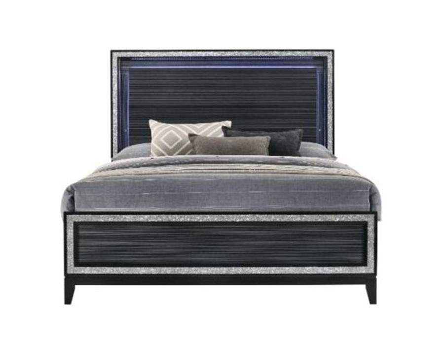 ACME Haiden Bed with Led - Weathered Black Finish, Queen Size