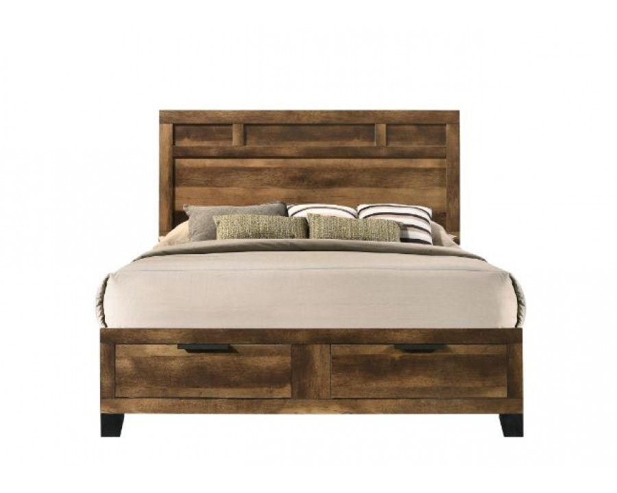 ACME Morales Eastern King Bed with Storage - Rustic Oak