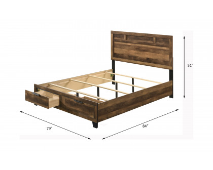 ACME Morales Eastern King Bed with Storage - Rustic Oak