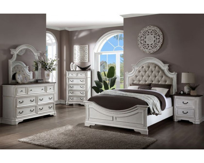 ACME Florian Queen Bed - Beige/Antique White