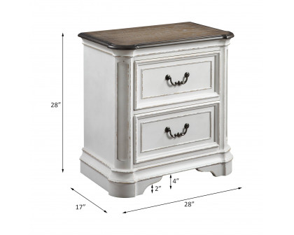 ACME Florian Nightstand - Antique White/Oak