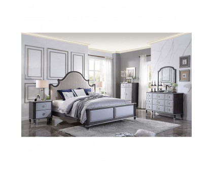 ACME House Beatrice CK Bed - Two Tone Beige Charcoal/Light Gray