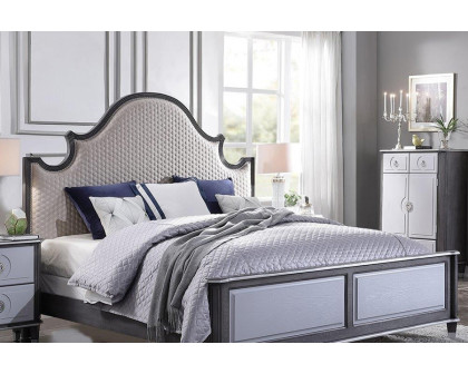 ACME House Beatrice Queen Bed - Beige/Charcoal/Light Gray