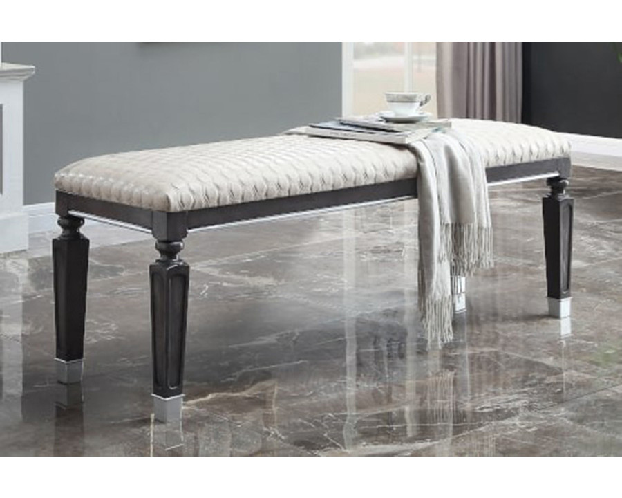 ACME - House Beatrice Bench in Beige/Charcoal