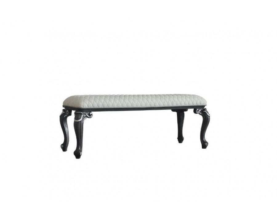 ACME - House Delphine Bench in Two Tone Ivory Charcoal