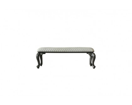 ACME - House Delphine Bench in Two Tone Ivory Charcoal