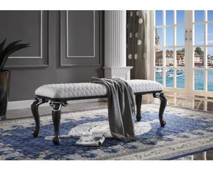 ACME - House Delphine Bench in Two Tone Ivory Charcoal