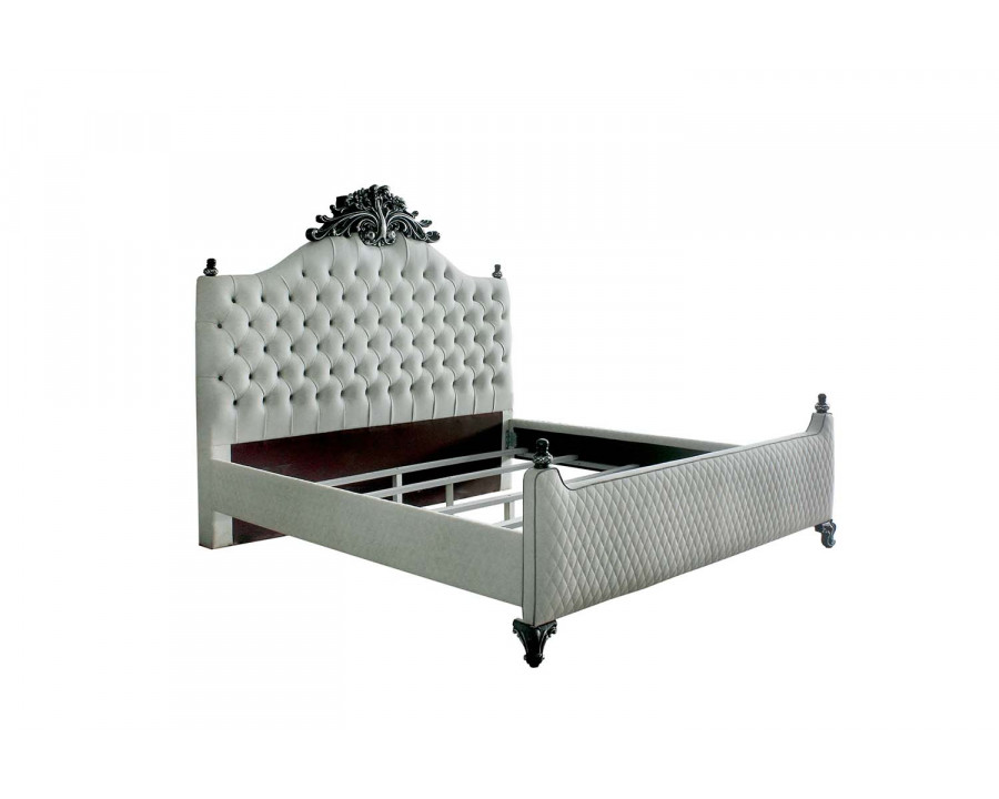 ACME - House Delphine Queen Bed in Two Tone Ivory Charcoal