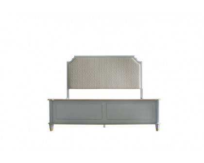 ACME House Marchese Eastern King Bed - Two Tone Beige Pearl Gray