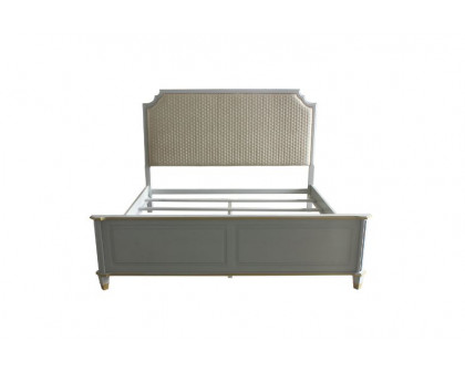 ACME House Marchese Eastern King Bed - Two Tone Beige Pearl Gray