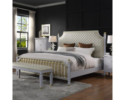 ACME House Marchese CK Bed - Beige/Pearl Gray