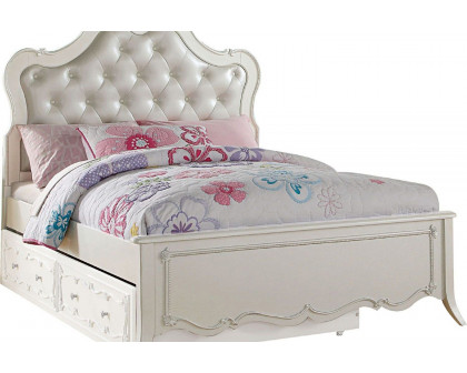 ACME - Edalene Pearl White Upholstered Panel Bed