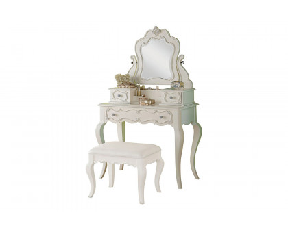 ACME - Edalene Vanity Desk with Mirror in Pearl White