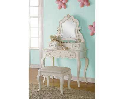 ACME - Edalene Vanity Desk with Mirror in Pearl White