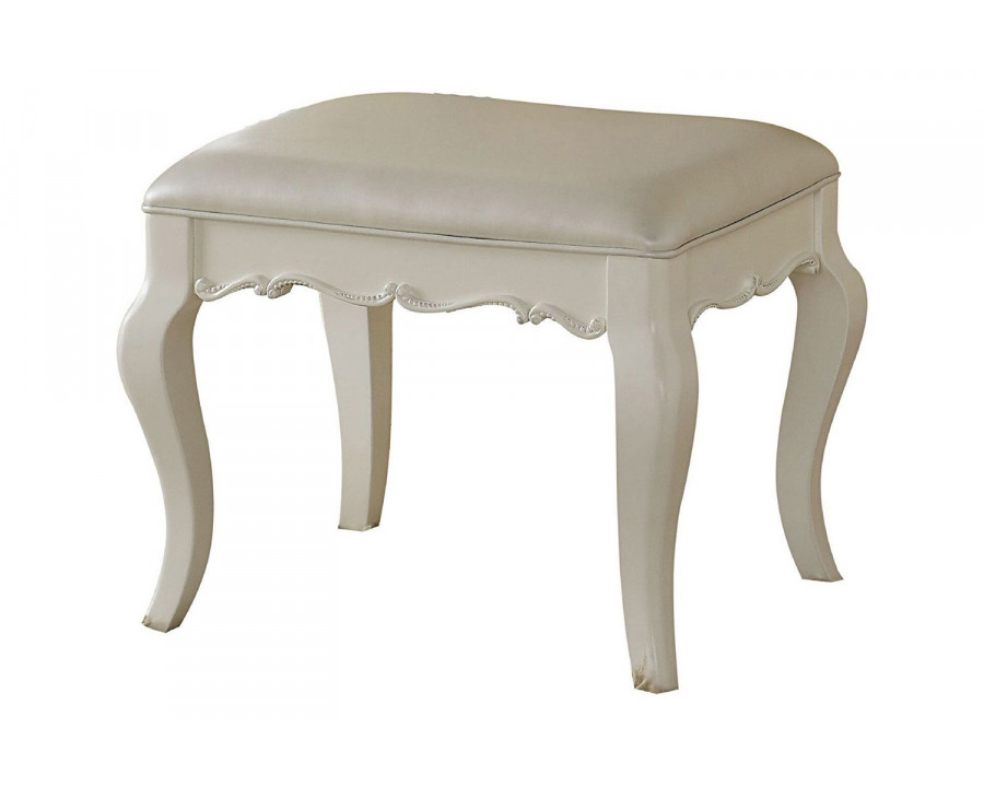 ACME - Edalene Vanity Stool in Pearl/Pearl White