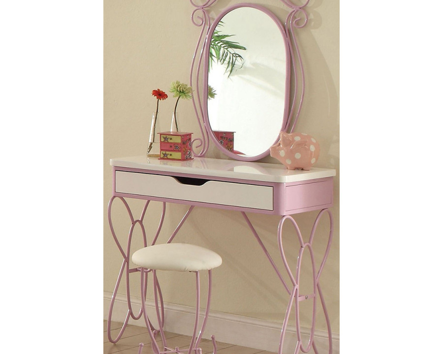 ACME - Priya II Vanity Set in White/Light Purple