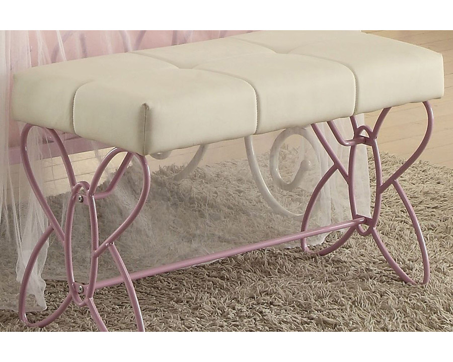 ACME - Priya II Bench in White/Light Purple