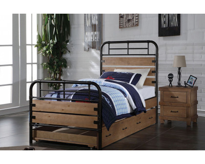 ACME - Adams Twin Bed in Antique Oak/Black