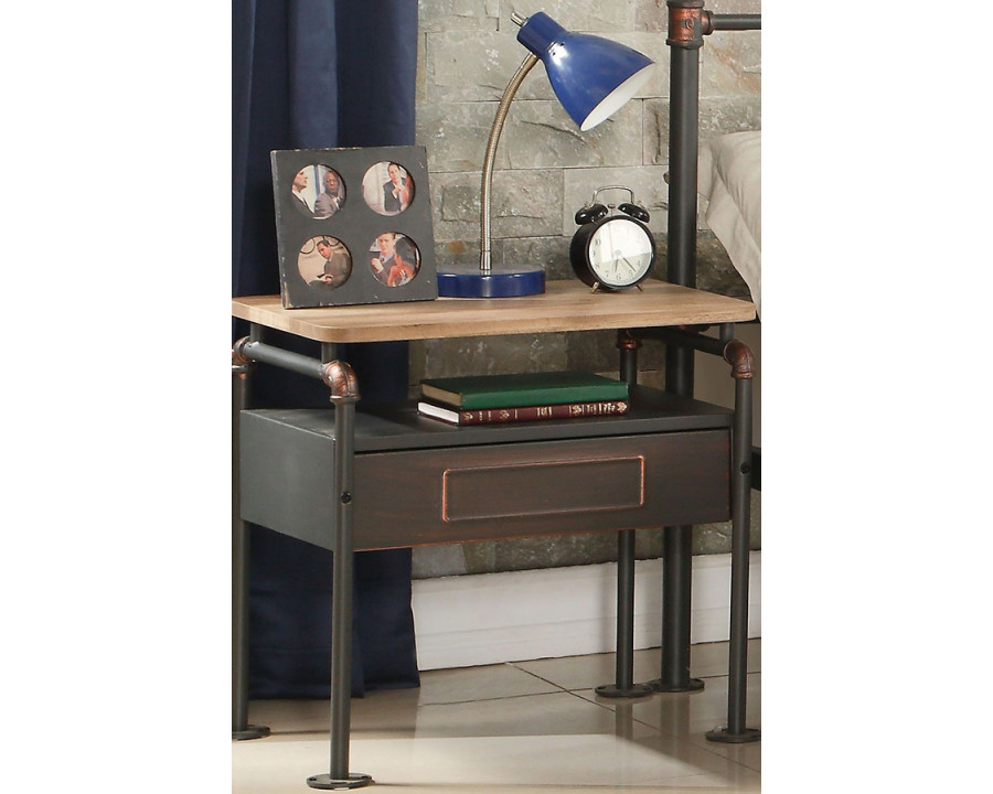 ACME - Nicipolis Nightstand in Antique Oak/Sandy Gray