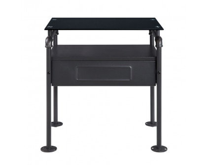 ACME - Nicipolis Nightstand in Glass/Sandy Gray