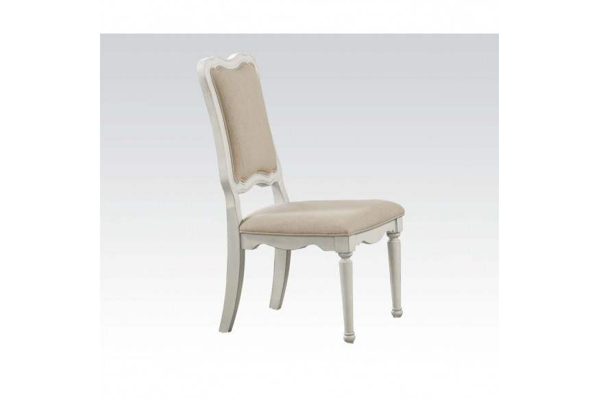 ACME™ Morre Chair - Beige Linen/Antique White