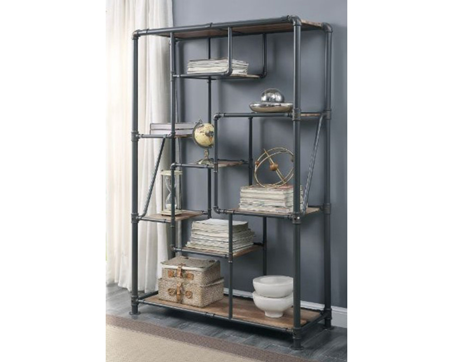 ACME - Brantley Bookshelf in Antique Oak/Sandy Gray