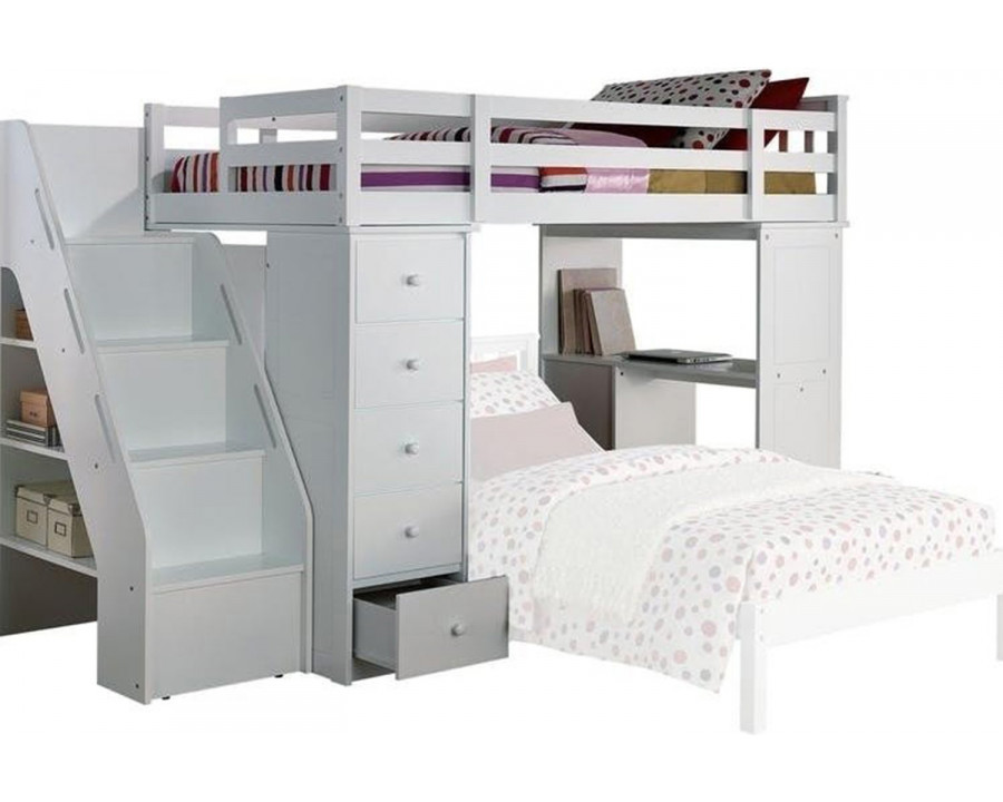 ACME - Freya Twin Loft Bed with Storage in White