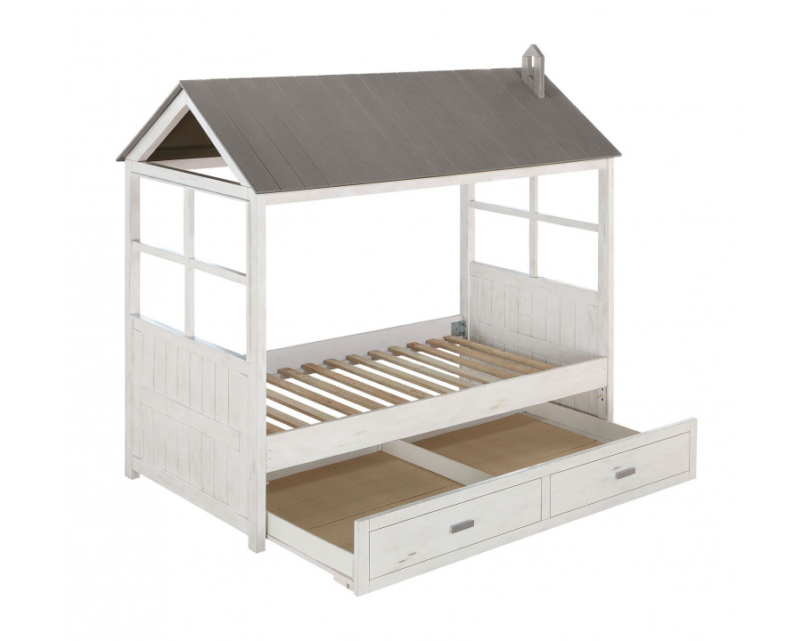 ACME - Tree House II Twin Bed in Weathered White/Washed Gray